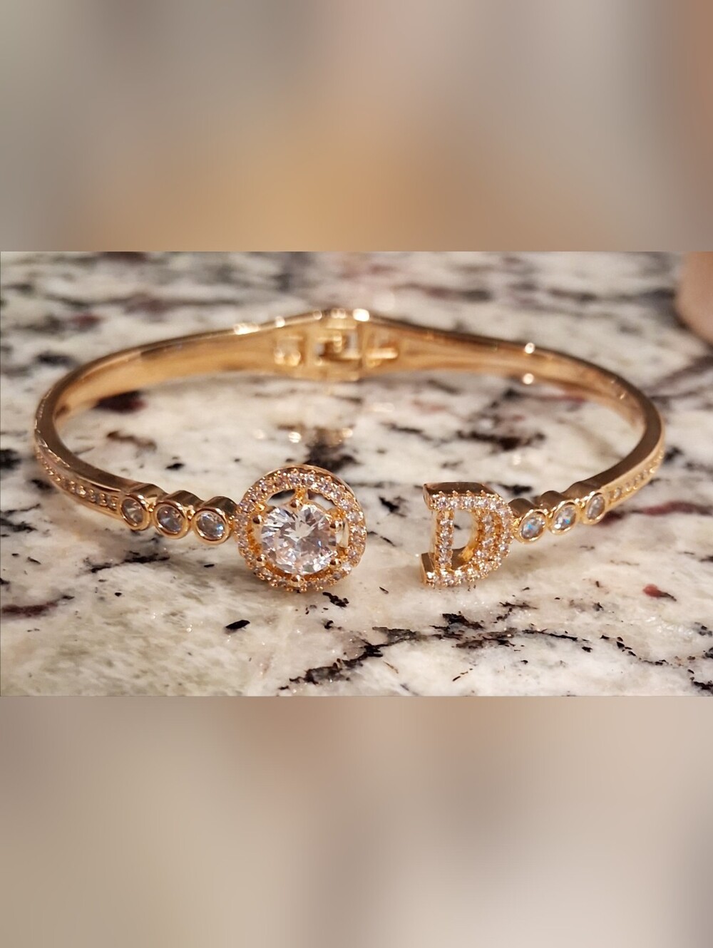 Gold Plated With Cubic Zirconia Cuff Bracelet - D Accent